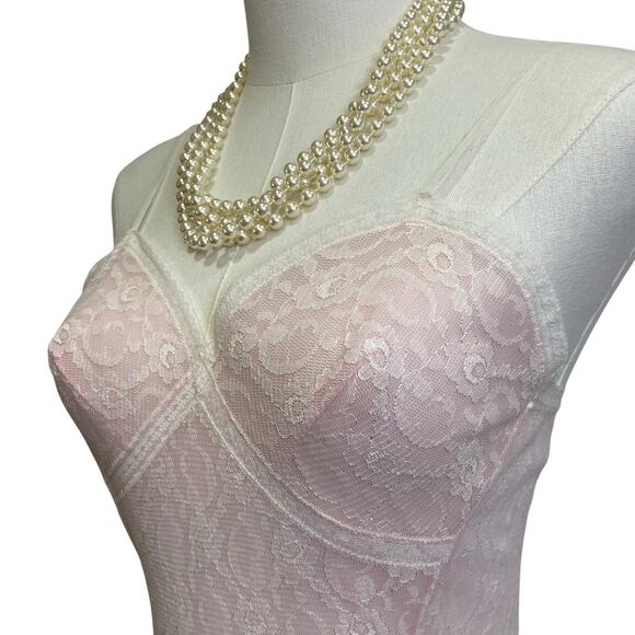 Vintage 60s Germany Pink Nylon Chiffon All Lace Full Slip Dress Women’s Size S - Picture 2 of 10